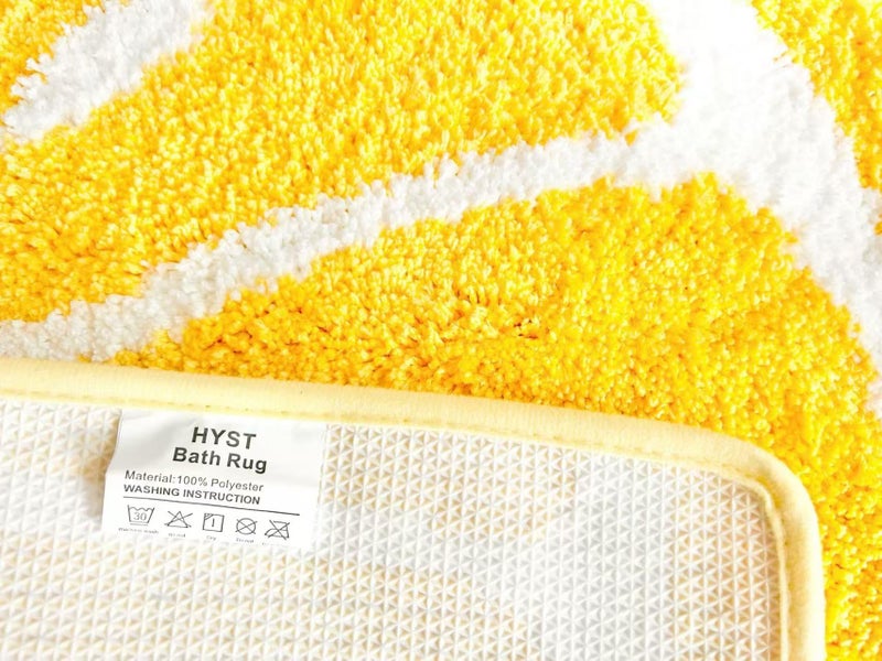 HYST Lemon Bathroom Rug Yellow Semi-Circle Non-Slip Water-Absorbent Lemon Bath Mat Bedroom Bathtub Shower Room Mat,Kitchen Kid Room Decor - Image 4